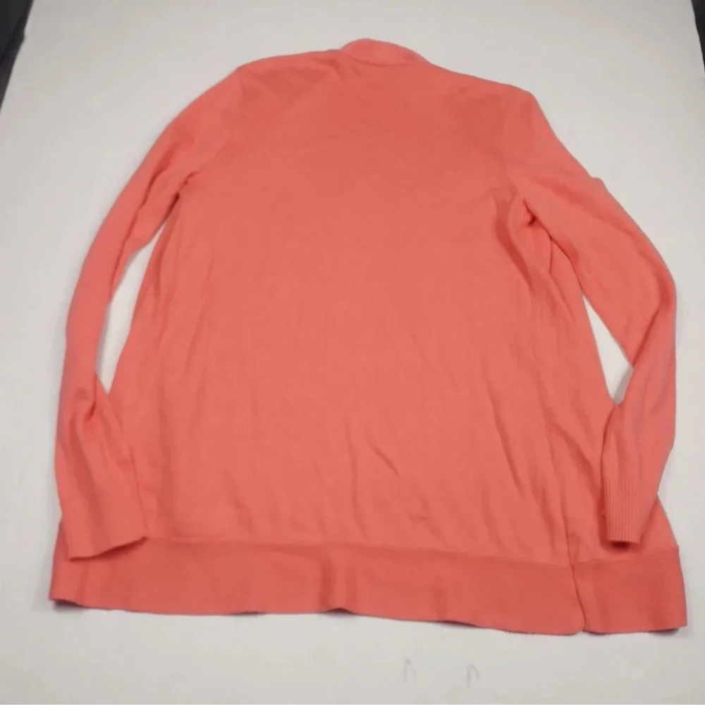 LOFT Coral Orange Draped Open Front Cardigan Sz L